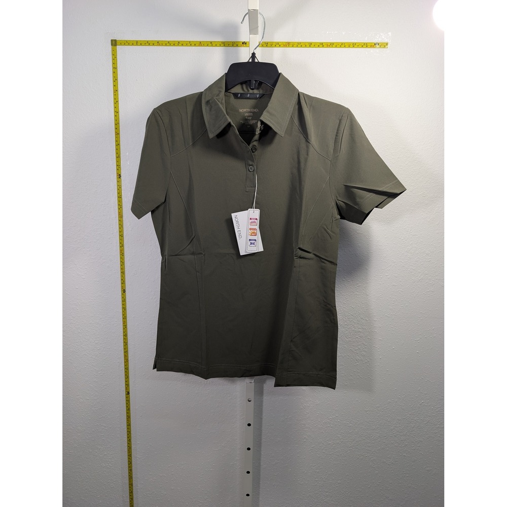 North End Ladies Polo Shirt Dark Oakmoss Green SmUV Protection Stretch 75120 New